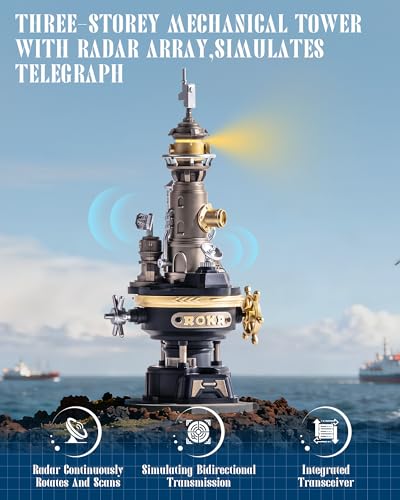 ROKR Navi Lighthouse Mechanical 3D Puzzle, Lighted DIY Building Set for Adults, Building Kits, Desk Decor & Birthday Gifts, Connectable to Mechmix Series