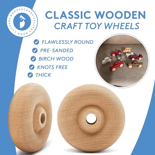 Classic Mini Wooden Wheels, Great for Crafts Too, 1 Inch Diameter, 1/2 Inch Thick, 1/4 Inch Hole, Pack of 100, by Woodpeckers - color: Pack of 100, size: 1 inch, 1/2 inch thick