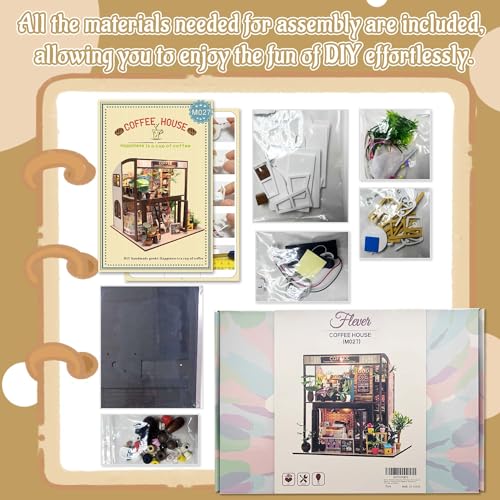 Flever Dollhouse Miniature DIY House Kit Creative Room with Furniture for Romantic Valentine's Gift(Time of Coffee) - color: Time of Coffee