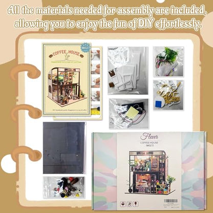 Flever Dollhouse Miniature DIY House Kit Creative Room with Furniture for Romantic Valentine's Gift(Time of Coffee) - color: Time of Coffee