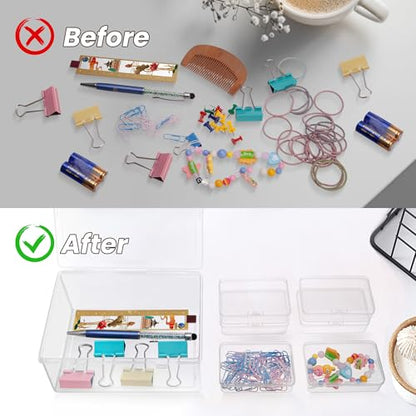 zoeynex 6-Pack Large Clear Plastic Storage Boxes with Master Case – Business Card Organizer System for 500+ Cards, Portable Hard Cases for USB Drives, Crayons, 3" Hardware & Crafts – 3.8" x 2.6" x 1" - size: 3.8" x 2.6" x 1" (6 Pack)