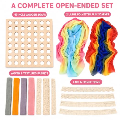 Eray Montessori Wooden Lacing & Weaving Board, Fine Motor Toy for Kids 3+