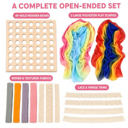 Eray Montessori Wooden Lacing & Weaving Board, Fine Motor Toy for Kids 3+