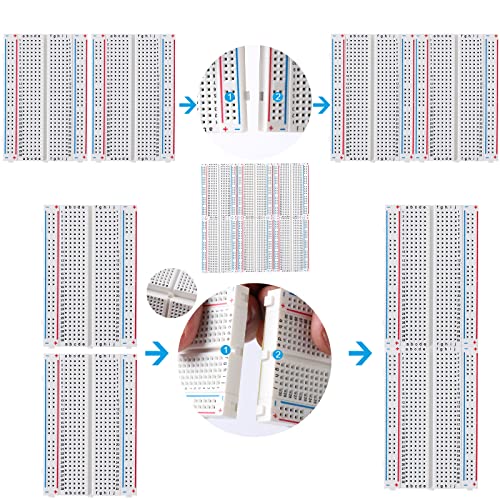 breadboard Set Prototype Board - 6 PCS 400 Pin Solderless Board Kit for Raspberry pi and Arduino Project