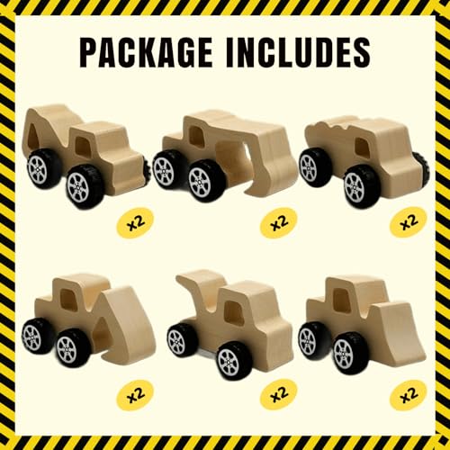 GOGREENWOVEN 12 PCS Construction Party Favors - DIY Wooden Truck Craft Kit