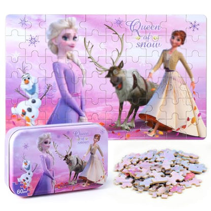LELEMON Puzzles for Kids Ages 4-6,60 Piece Puzzles for Kids in Metal Box - color: Purple
