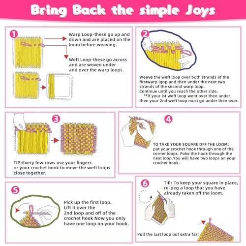 Kqiang Weaving Loom Kit for Adults: Potholder Loom Kit DIY Arts and Crafts for Adults, Easy Rainbow Loom Knitting for Beginners,Gift Ideas