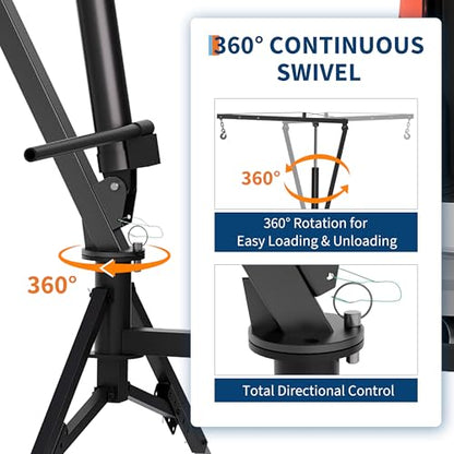 GarveeTech Heavy Duty 1000 Lbs Truck Crane, Hydraulic Hitch Mounted Hoist with 360 Degree Swivel Boom, Adjustable 3-Position Load Capacity for Farm, Construction & Engine Lifting - color: Black