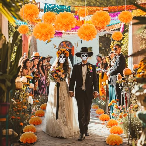 Gejoy 20 Pcs Giant Tissue Paper Flowers Orange Large 3D Wall Backdrop - color: Orange Colors
