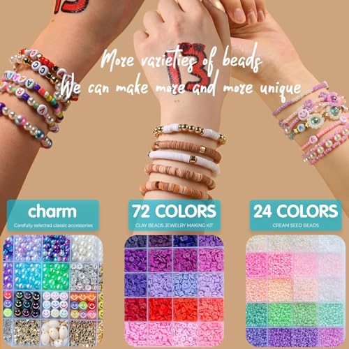 6 Box Friendship Bracelet Making Kit, Clay & Letter Beads with Charms - color: Multicolored