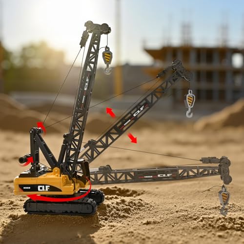 Construction Crane Toys for Boys,Crawler Cranes Truck Toy with Rotatable Fuselage Workbench and Liftable Robotic Arm,Cranes Truck with Simulated Lights,Crane Toys for Boys Age 4-7 - color: Crane