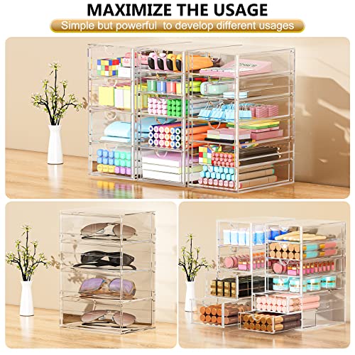 YFXCVSL 3-Pack Acrylic 15-Drawer Storage & Makeup Organizer for Desk - size: 15 Drawers