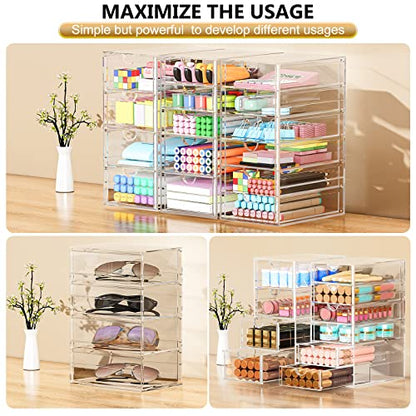 YFXCVSL 3-Pack Acrylic 15-Drawer Storage & Makeup Organizer for Desk - size: 15 Drawers