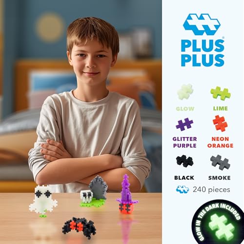 PLUS PLUS 240 Piece Spooky Mix - Mini Waffle Blocks, Halloween Must Haves - style: Spooky Mix Play Tube