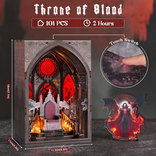 CCCDF Throne of Blood Book Nook Kit, 3D Wooden Puzzle with LED - color: Throne of Blood