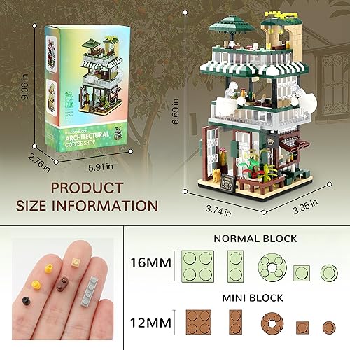 Mini House Building Kit, Street View Coffee Shop Building Blocks for Adults - color: Coffee Shop