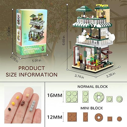 Mini House Building Kit, Street View Coffee Shop Building Blocks for Adults - color: Coffee Shop