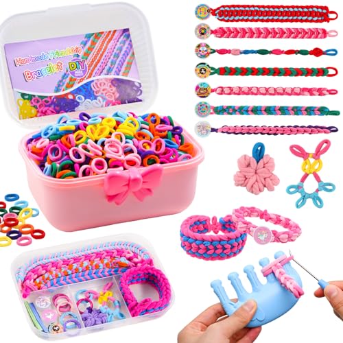 Kinizeder Bracelet Making Kit, Arts and Crafts for Girls Ages 8-12, Weaving Bands DIY Toys for Friendship Birthday Gifts for Kids 6, 7, 9, 10, 11, 13, Rubber Band Bracelet kit with 1000+ Bands
