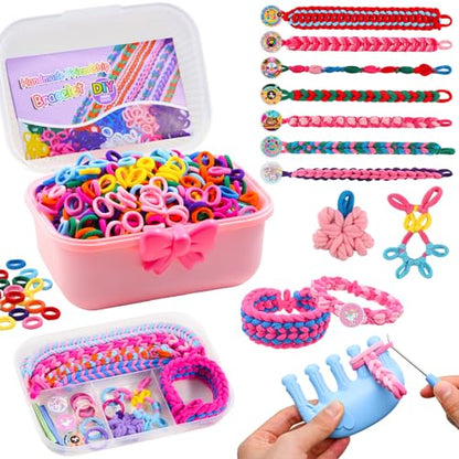 Kinizeder Bracelet Making Kit, Arts and Crafts for Girls Ages 8-12, Weaving Bands DIY Toys for Friendship Birthday Gifts for Kids 6, 7, 9, 10, 11, 13, Rubber Band Bracelet kit with 1000+ Bands