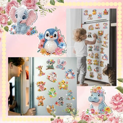 Xuhal 30 Pcs Animal Diamond Painting Magnets Diamond Art Kits for Adults - color: Animal