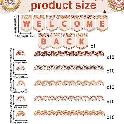 Boho Rainbow Welcome Bulletin Board Decoration Set Welcome Back to School Bulletin Board Cutouts for Party School Classroom Door Bulletin Board Border Craft Home Wall(Boho Rainbow) - style: Boho Rainbow