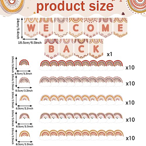 Boho Rainbow Welcome Bulletin Board Decoration Set Welcome Back to School Bulletin Board Cutouts for Party School Classroom Door Bulletin Board Border Craft Home Wall(Boho Rainbow) - style: Boho Rainbow