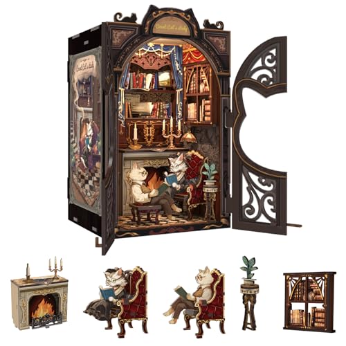 Book Nook Kit Cat Miniature House Kit - Count Cat's Study - color: Count Cat's Study