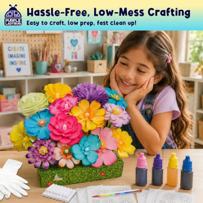 DIY Flower Bouquet Craft Kit for Girls Ages 6-12, Paper Flower Science