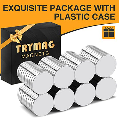 TRYMAG 80Pcs Small Round Magnets,12x2mm Refrigerator Magnet - size: 12x2mm-80Pcs