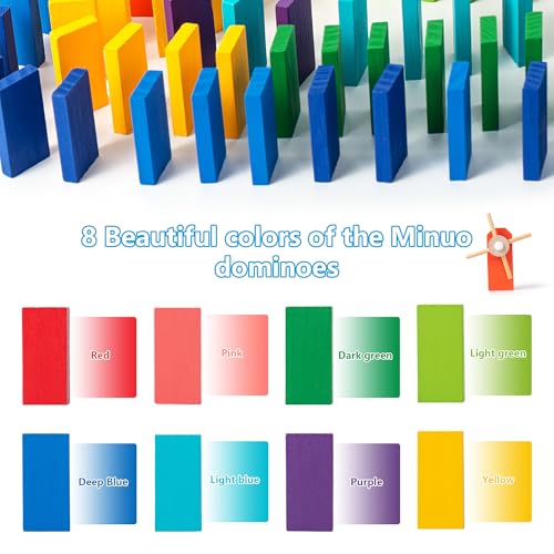 200-Piece Wooden Domino Set for Kids - STEM Learning Toy with Creative Tricks, Building Blocks & Classic Game Fun - Montessori Educational Gift for Boys & Girls Ages 3+