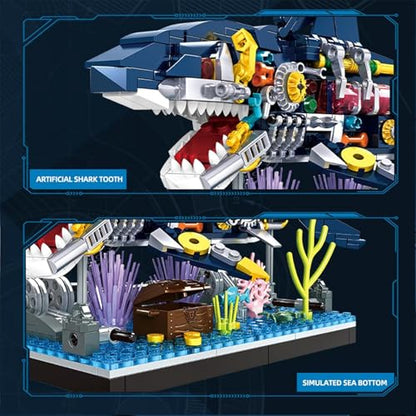 Mechanical Shark Building Blocks Set, Rotatable Shark Toys, 499 PCS