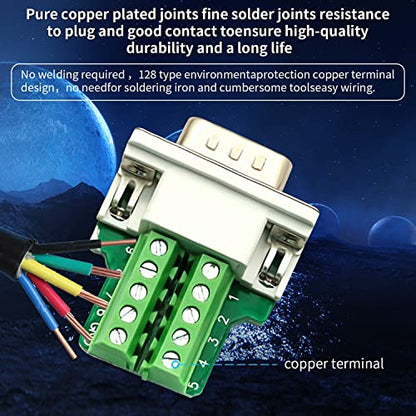 2PCS DB9 Female RS232 Solderless 9-Pin Breakout Connectors with Nuts - size: DB9 Female with Nut