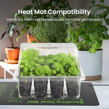 MIXC 6 Pack Seed Starter Kit with Grow Light, Humidity Dome, Transparent - color: Transparent, size: 12 Cells With Light-6 Packs