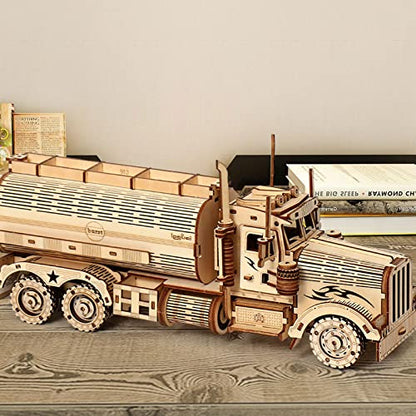 3D Wooden Puzzle for Adults, DIY Small Tanker Truck Model Kit