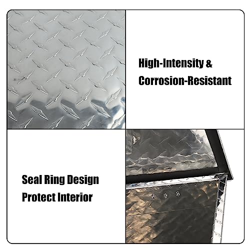 BLACKHORSE-RACING 39" Aluminum Diamond Plate Trailer Tongue Box, Silver - color: Silver, size: 39"(L) x 16.5"(W) x 12"(H)-Diamond Plate