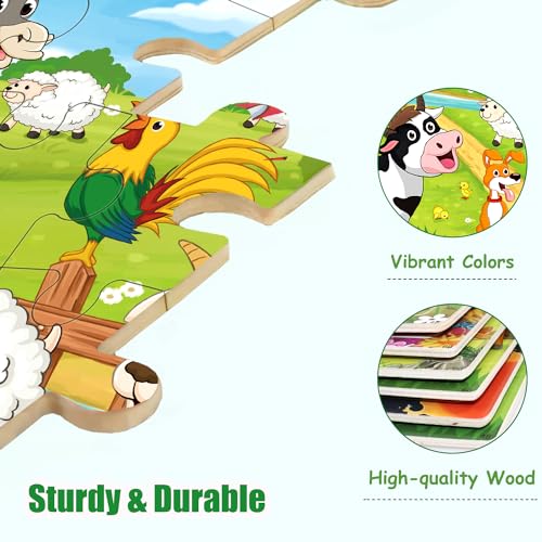 Puzzles for Kids Ages 4-8, Wooden Jigsaw Puzzles 48 & 60 Pieces, 6 Pack