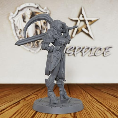 AUSPDICE Human Warrior Miniature 32mm, Unpainted DND Fantasy Figure AS384