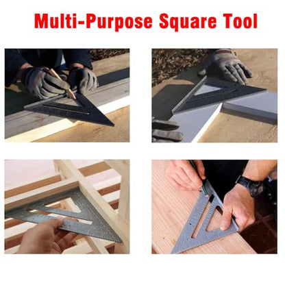 Aluminum Rafter Square Set – 7 Inch & 12 Inch Precision Carpenter Square with Double-Sided -Engraved Scales, Multi-Function Woodworking Tool for Roofing, Framing, Angle Marking & Layout - style: 7 Inch and 12 Inch