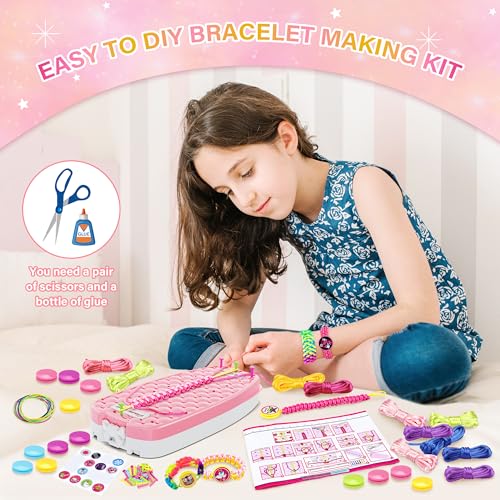 Friendship Bracelet Making Kit for Girls Ages 6-12, DIY Jewelry Craft Toy - color: Pink