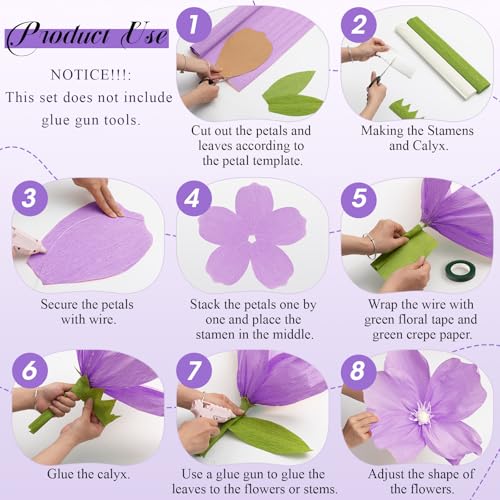 6 Colors Crepe Paper Kit 17 x 98 Inch, Purple and Green Series - color: Purple and Green Series