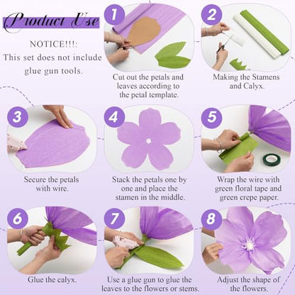 6 Colors Crepe Paper Kit 17 x 98 Inch, Purple and Green Series - color: Purple and Green Series