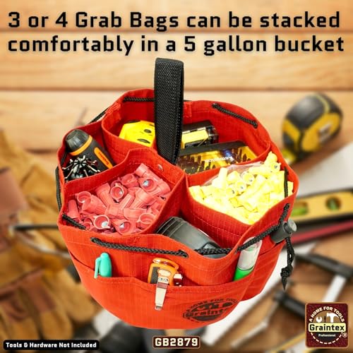 Graintex 18 Pockets Grab Bag Rip-stop Canvas Drawstring Closure, Small Part Organizer Pouch, Small Tools, Screws, Parts, Parachute Tool Bag for Efficient Storage - Red - color: Red