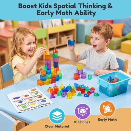TOMMYHOME 3 Dimensions Shapes for Teaching - Table Math Manipulatives