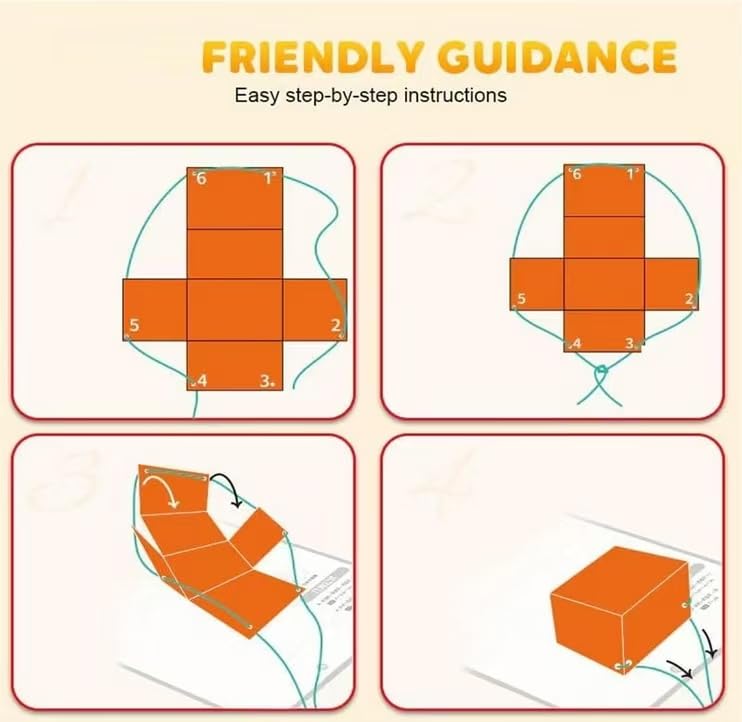 SHENSENCHAO Pulling string 3D geometry learning book with woven rope design toy teaching roll and surface area formula, DIY solid geometry model book, cultivating mathematical thinking (15 models)