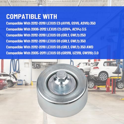 Drive Belt Tensioner Pulley for Toyota FJ Cruiser Highlander RAV4 Sienna Venza Lexus GS is ES RX RC, Serpentine Belt Pulley Only, Replace 16620-31031 16620-31051 0187-GSU45