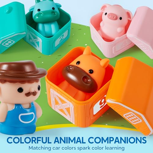 Play-Act Learning Toys for 1 2 3 Years Old, Counting, Matching & Sorting Montessori Learning Farm Train Including 9 Farm Animals, Birthday Gift for Baby Boys Girls - style: Farm Number Train