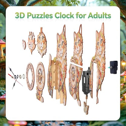 3D Puzzles for Adults Garden cat Clock Craft for Adult Wooden Puzzle - color: Garden Cat