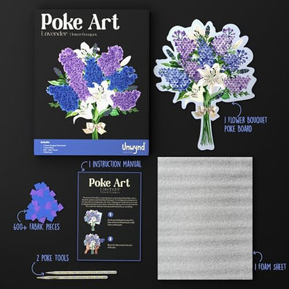 Unwynd Poke Art Lavender Flower Bouquet Kit for Adults, Women and Teens - style: Lavender