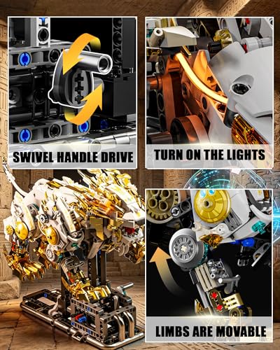 Mechanical Lion Building Set with Light for Adults, Compatible with Lego Lion, 1073PCS Animals Toy with Movable Joints & Display Stand for Home/Office Decor, STEM Collection Toy Gifts for Boys 8-14 - style: Mechanical Lion