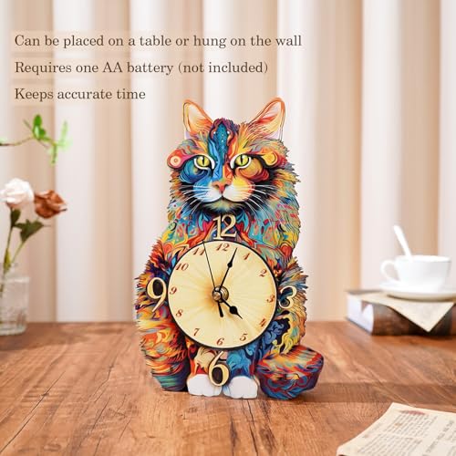 KAAYEE 3D Puzzles for Adults Maine Coon Clock Cat Wooden Puzzle DIY Craft - color: Maine Coon Clock